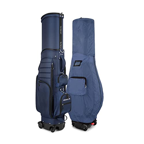 Tragbare Golftasche mit 4 Rädern und Bremse, wasserdichte Nylon-Golfwagentasche, Reise-Golfschläger-Organizer, Reise-Golftaschen für Männer und Frauen von LLMTYO