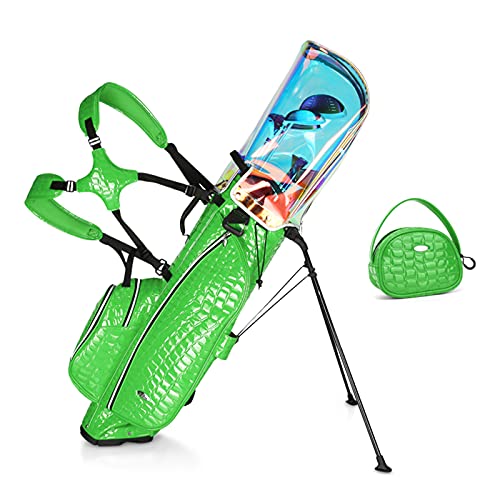 wasserdichte, verschleißfeste Golf-Standtasche mit Handtasche, Damen-Golfschlägertaschen mit 5-Wege-Trennwänden und Zwei Riemen, einfach zu verstauen (schwarz) (grün) von LLMTYO