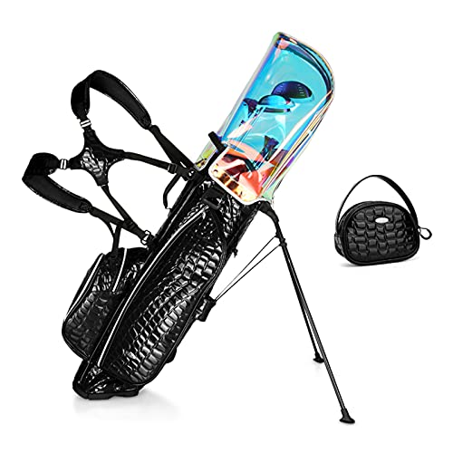 wasserdichte, verschleißfeste Golf-Standtasche mit Handtasche, Damen-Golfschlägertaschen mit 5-Wege-Trennwänden und Zwei Riemen, einfach zu verstauen (schwarz) (schwarz) von LLMTYO