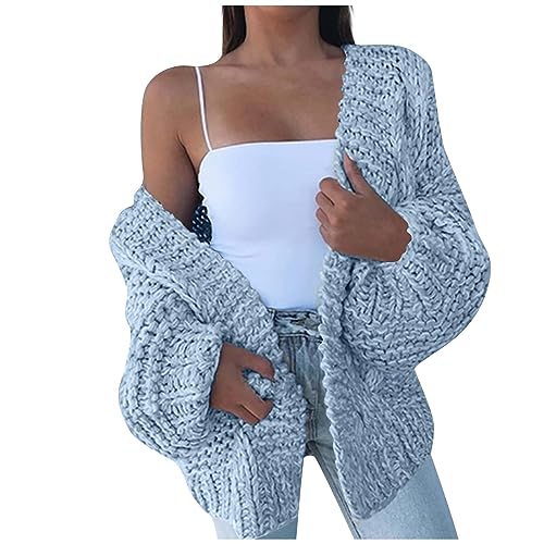 LLonGao Strickjacken für Damen graue Strickjacke Damen Strickjacke Damen Jacke Damen übergangsjacke Strickjacke Damen Warm Jacke Mädchen Jacke Kariert Damen Jacke (Blau, XL) von LLonGao