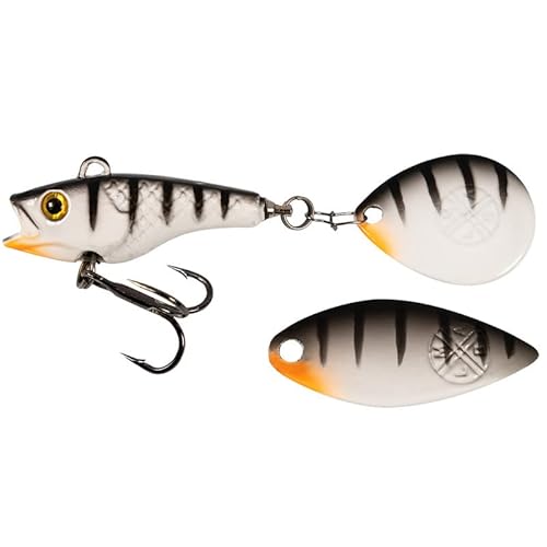 LMAB Good Vibe Jigspinner, mit Wechsel Blade, Jig Spinner zum Angeln, Barsch & Hecht Spinjig (10 g, White Tiger) von LMAB