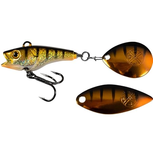 LMAB Good Vibe Jigspinner, mit Wechsel Blade, Jig Spinner zum Angeln, Barsch & Hecht Spinjig (21 g, Real Perch) von LMAB