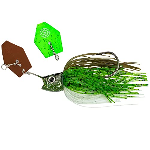 LMAB Chatterbait KÖFI Multi Vibe 1/0 & 5/0 - Angelköder Kunstköder - Blade Bait für: Zander, Barsch & Hecht - Hechtköder Barschköder (5/0-10 Gramm, Green Pumpkin) von LMAB