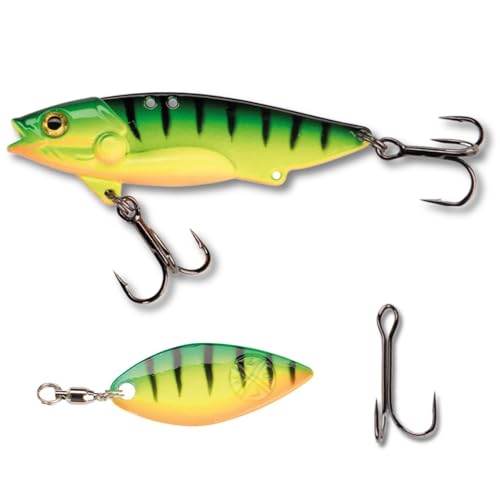 LMAB Techno Vibe - Vibration Bait - 3 Größen, Zikade, Blade Bait, Lipless Crankbait, Angelköder Raubfischangeln, Angel Köder Zander & Barsch, Zikaden, Spinner Blatt (15 Gramm | 5,8 cm, Firetiger) von LMAB