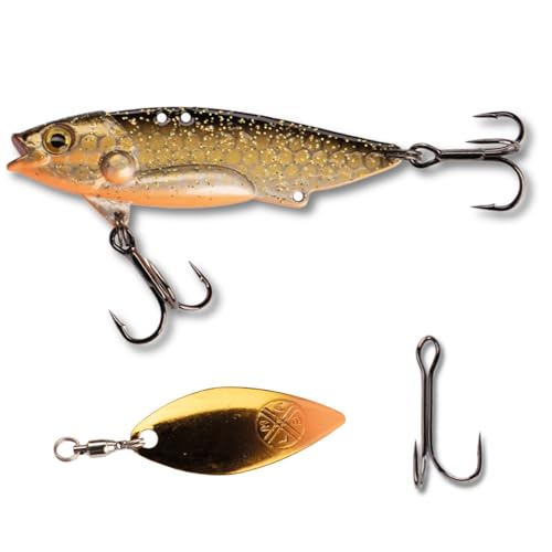 LMAB Techno Vibe - Vibration Bait - 3 Größen, Zikade, Blade Bait, Lipless Crankbait, Angelköder Raubfischangeln, Angel Köder Zander & Barsch, Zikaden, Spinner Blatt (25 Gramm | 6,5 cm, Golden Roach) von LMAB