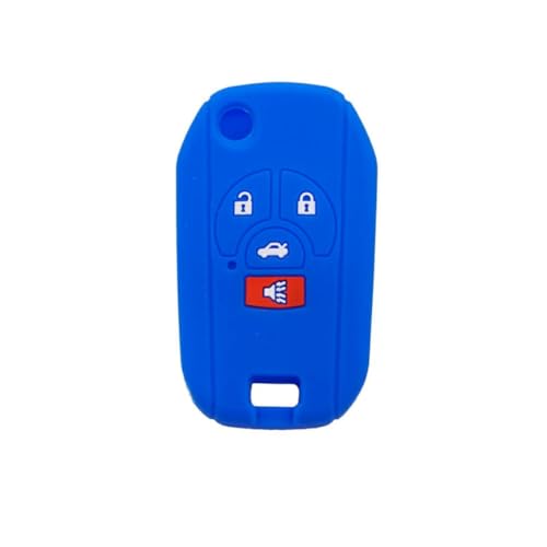 LMJCH 4 Tasten Gummi-Autoschlüssel-Hülle, passend für Nissan Maxima Altima Sentra Versa Funkschlüssel Hülle Schutz Blau von LMJCH