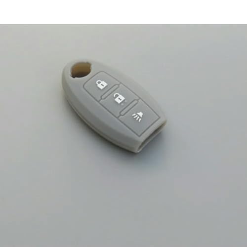 LMJCH Silikon-Autoschlüssel-Hülle für Nissan Versa Rogue Pathfinder für Smart-Fernbedienung, 3 Tasten, ohne Logo, Grau von LMJCH