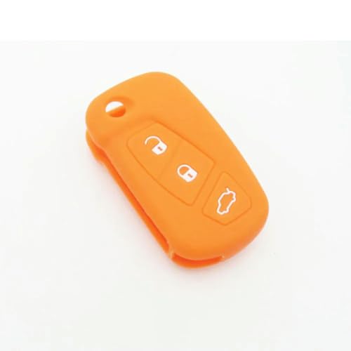 LMJCH Silikon-Autoschlüssel-Hülle mit 3 Tasten, passend für 3-Tasten-Falt-Fernbedienung, Schutz für JACket Car-Styling, Orange von LMJCH