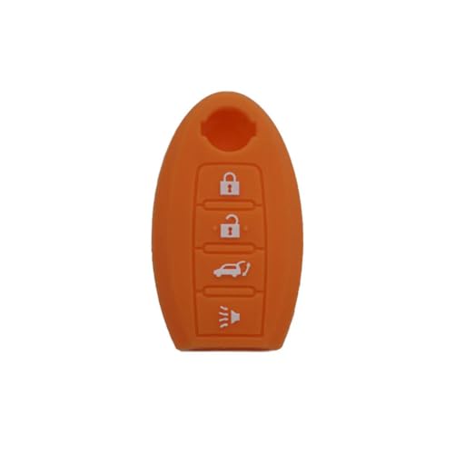 LMJCH Silikon-Autoschlüssel-Schutzhülle, Gummi, für Nissan Altima Maxima, Autozubehör, 4-Tasten-Fernbedienung, kein Logo, Orange von LMJCH