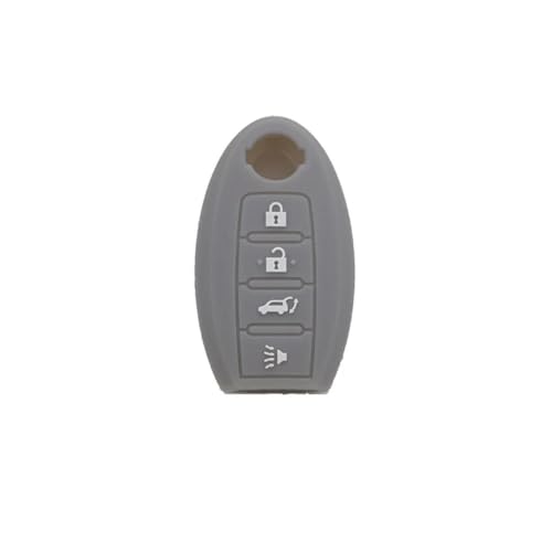 LMJCH Silikon-Autoschlüssel-Schutzhülle, Gummi, für Nissan Altima Maxima, Autozubehör, 4-Tasten-Fernbedienung, ohne Logo, Grau von LMJCH
