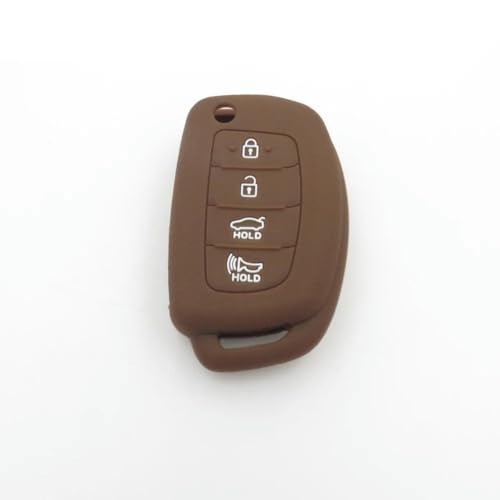 LMJCH Silikon-Gummi-Autoschlüssel-Hülle für Hyundai HB20 Ix45 IX35 Santa Fe Klapp-Fernbedienung Schlüsselhülle für Auto 4-Tasten-Auto-Styling-Braun von LMJCH