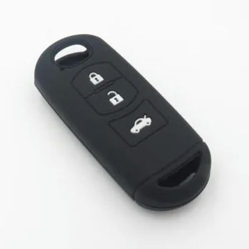 LMJCH Silikon-Gummi-Autoschlüssel-Hülle für Mazda 3, 5, 6, Axela CX5, CX7, Schlüsselhülle für Auto-Innenzubehör, ohne Logo, Schwarz von LMJCH
