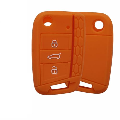 LMJCH Silikon-Schlüsselhülle für Golf 7 MK7, für Skoda, Seat Smart Keyless 3-Tasten-Fernbedienung, Auto-Styling, Orange von LMJCH