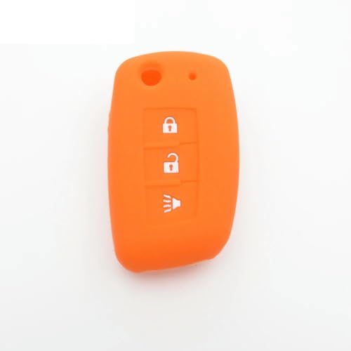 LMJCH Silikon-Schlüsselhülle mit 3 Tasten, für Nissan Qashqai X-Trail Klapp-Fernbedienung, 3 Tasten, Orange von LMJCH