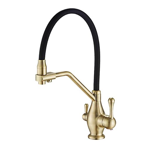LMRJHAZ 3 Ways Wasserfilterhahn Küche Trinkwasserhähne Messing Multifunktion 3 in 1 Küchenmixer Wasserhahn grau von LMRJHAZ