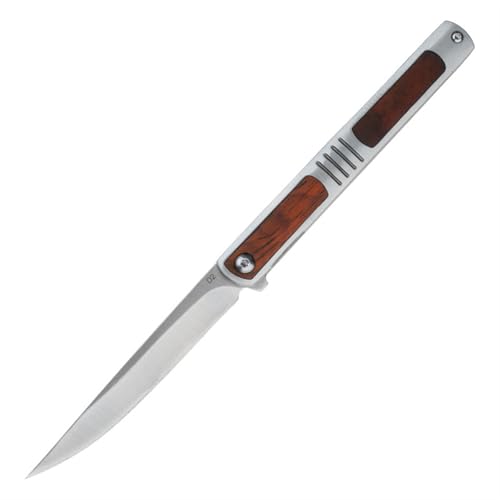 LMTYJZRY Slim Klappmesser - Einhandmesser Multifunktions Taschenmesser mit Clip - Outdoor - Damaststahl, D2, Edelstahl+Sandelholz von LMTYJZRY