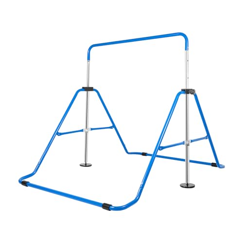 Turnreck mit höhenverstellbarer Stange für Gymnastik blau Maße ca. 108 x 148.5 x 85-129.5 cm (Höhe einstellbar) Tragfähigkeit bis 100 kg von LNINNERY