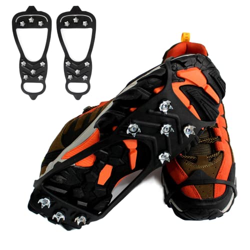 Spikes Für Schuhe Winter - Steigeisen - Schuhspikes Schuhkrallen - Ice Klampen Steigeisen Mit 8 Edelstahl Spikes - rutschfest Grödel Eisspikes Schneekette Für Klettern Bergsteigen TrekkingA (M) von LNJ