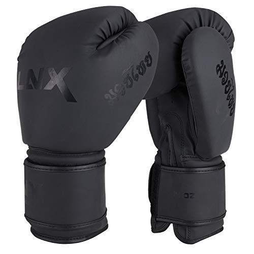 LNX Boxhandschuhe MT-One speziell für Muay Thai Kickboxen 10 12 14 16 Oz Sparring und Training UVM ultimatte Black (001) 14 Oz von LNX