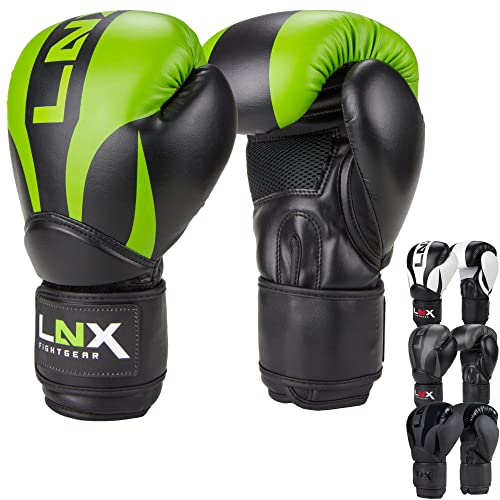 LNX Boxhandschuhe Nitro 8 10 12 14 16 Oz - Männer, Frauen, Kids Kickboxen Boxen Muay Thai MMA Kampfsport UVM Energy Green (301) 16 Oz von LNX