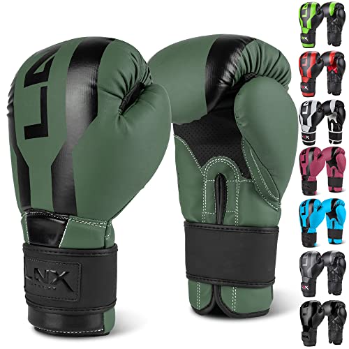 LNX Boxhandschuhe Stealth - Männer Frauen 8 10 12 14 16 Oz - ideal für Kickboxen Boxen Muay Thai MMA Kampfsport Sparring Training UVM (Ultimatte Khaki (302), 12 Oz) von LNX