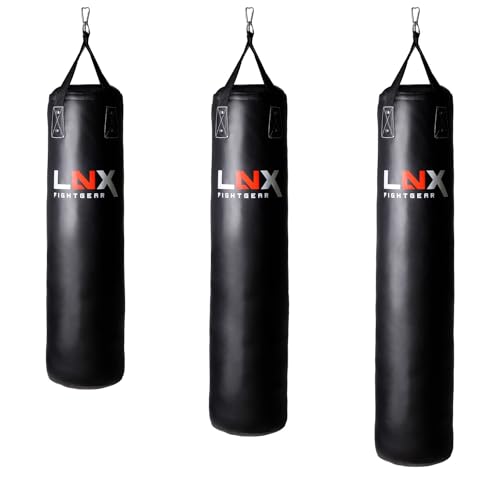 LNX Boxsack gefüllt/Set oder Ungefüllt in 90-120 - 150-180 cm schwere Gym Ausführung in 25, 30, 35, 40, 45, 50 oder 55 kg (Nylon Aufhängung, 150cm gefüllt) von LNX