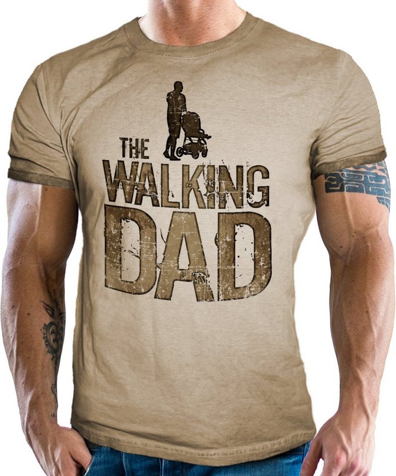 LOBO NEGRO® T-Shirt als Geschenk für Väter im Used Vintage Retro Look - The Walking Dad von LOBO NEGRO®