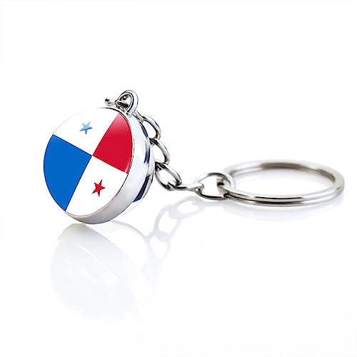 LODMLOER Nationaler Panama-Flaggen-Schlüsselanhänger,Panama-Symbol-Flaggen-Schlüsselanhänger – Amerika-Patriotischer Schlüsselanhänger,Doppelseitiger Glaskugel-Anhänger,Geldbörse,Auto-Schlüsselanhän von LODMLOER