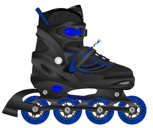 LOKJIJI Einstellbare Inline-Skates für Kinder Mädchen Jungen Kinder Anfänger, Inline Skates mit Light Up Wheels für Kinder und Jugendliche für drinnen draußen Sport Schwarz & Blau (Medium) von LOKJIJI