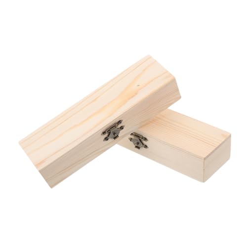 LOLIPPYY 2 Stück Holzstiftebox mit Deckel Robuste Handbemalte Federmäppchen Kompakte Schreibwaren Box für Schule Büro und Zuhause Vielseitiger Organizer für Schüler und Erwachsene von LOLIPPYY