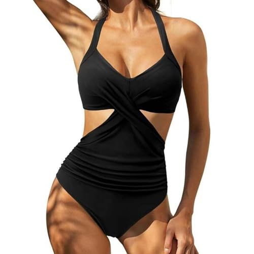 LOLOBFZL Badeanzug Damen Multi Color Split Bikini Frauen Badebekleidung-schwarz-l von LOLOBFZL