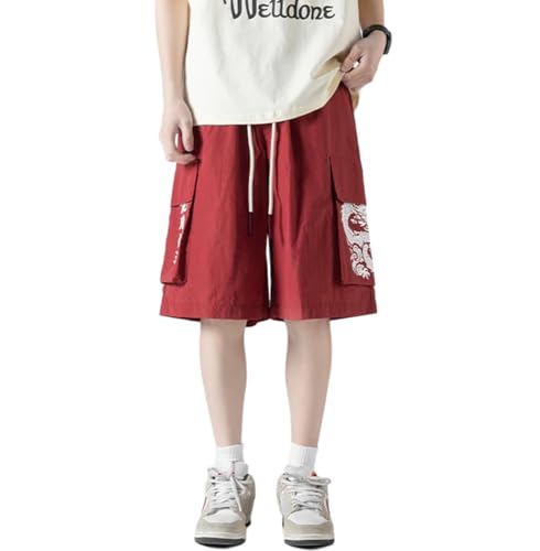 LOMATO Harajuku Herren Shorts Sommer Neue Leichte Multi-Pocket-Overalls Sport Atmungsaktive Schnell Trocknende Hosen,Verrotten,4XL von LOMATO