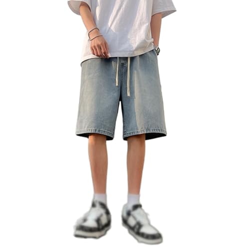 LOMATO Herren Denim Shorts Distressed Washed Skinny Short Jeans Sommer Basic Casual Hosen Hip Hop Street Short Hosen,blau,M von LOMATO
