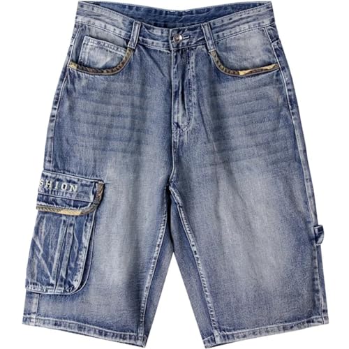 LOMATO Hip-Hop-Jeans-Shorts Mit Mehreren Taschen, Shorts Für Herren,Blau,30 von LOMATO