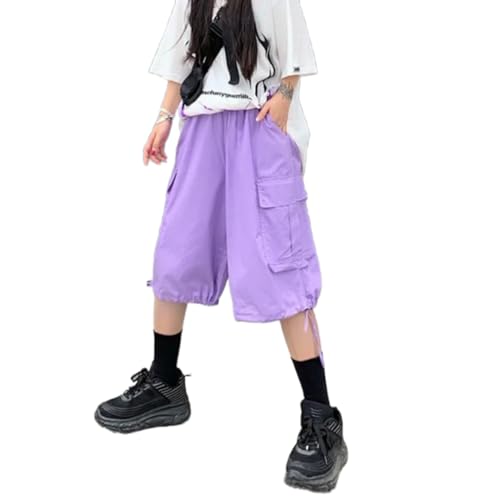 LOMATO Streetwear Harajuku Overs IZE Bf Cargo-Shorts Hip Hop Mode Hohe Taille Frauen Große Taschen Casual Shorts Sommer Lose Shorts,Lavendel,M von LOMATO