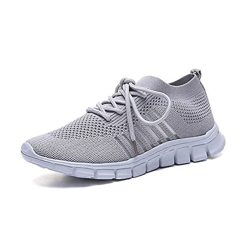 LONG-M Neue Frauen Schuhe Fliegen Woven Mesh Atmungsaktiv Casual Sport Schuhe Laufschuhe,Grau,35 von LONG-M