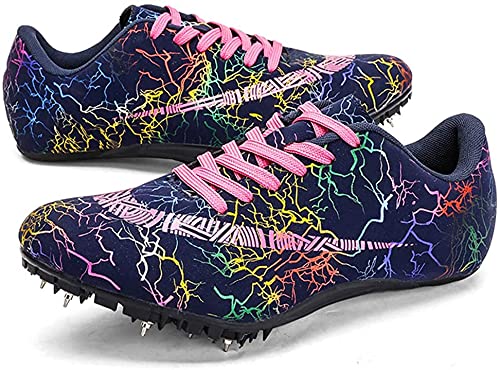 LONG-M Unisex Leichtathletik-Spikes Leichtathletikschuhe 8 Nägel Cross Country Spikes Professionelle Leichtathletik-Wettkampf-Laufschuhe,Black Rose,36 von LONG-M