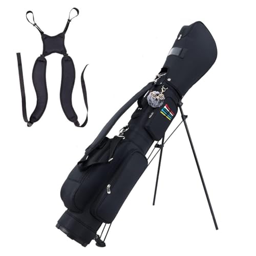 Sunday Golftasche mit Ständer, Golf-Tragetasche mit Reiseschulter, große Kapazität, Organizer, leichte Golftasche für Männer und Frauen (schwarz) von LONGCHAO
