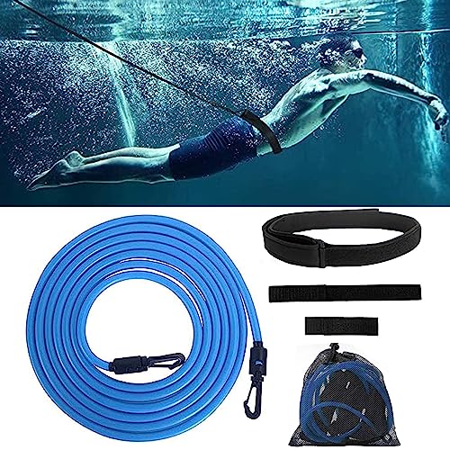 LONGHAO Schwimmtraining Gürtel,Einstellbare Pool Schwimmgürtel,Schwimmgurt für Pool,Schwimmtraining Gürtel Erwachsene Kinder,Einstellbare Schwimmgurt für Pool 4m,für Widerstandstraining(Blau) von LONGHAO