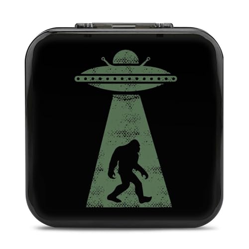 LONGHJ Bigfoot UFO Abduction Believe Switch Game Holder Case mit 12 Patronenfächern, tragbare Spielkarten-Organizer-Box von LONGHJ