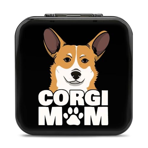 LONGHJ Corgi Dog Mom Switch-Spielhalter-Hülle mit 12 Patronenfächern, tragbare Spielkarten-Organizer-Box von LONGHJ