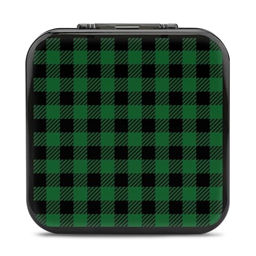 LONGHJ Green Black Buffalo Plaid Switch Game Holder Case mit 12 Patronenfächern, tragbare Spielkarten-Organizer-Box von LONGHJ