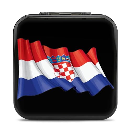 LONGHJ Kroatien-Flagge, Switch-Spielhalter-Hülle mit 12 Patronenfächern, tragbare Spielkarten-Organizer-Box von LONGHJ