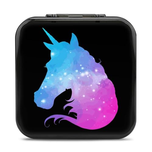 LONGHJ Star Galaxy Nebula Unicorn Switch-Spielehalter-Hülle mit 12 Patronenfächern, tragbare Spielkarten-Organizer-Box von LONGHJ