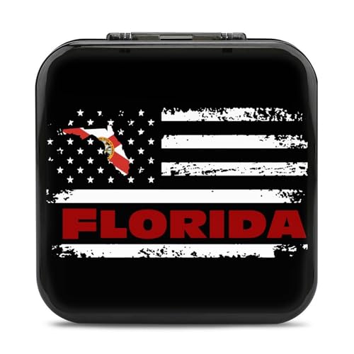 LONGHJ Vintage Florida US Flag Switch Game Holder Case mit 12 Patronenfächern Tragbare Spielkarten-Organizer-Box von LONGHJ