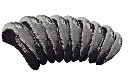 Longridge EZE Golf-Eisenabdeckungen (10er-Pack) – Silber/Schwarz von Longridge