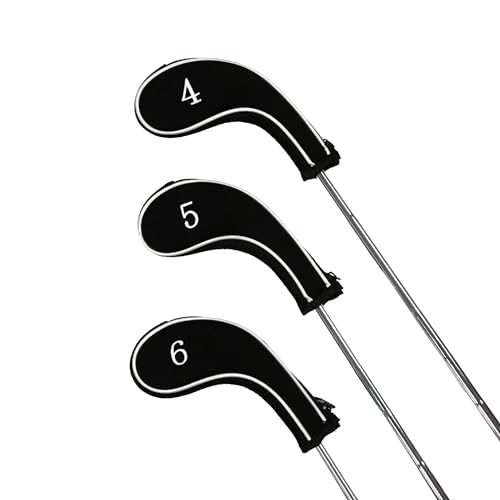 Longridge 4-Sw+Gw Neopren-Golfeisenhüllen-Set mit langem Hals – Silber/Schwarz von Longridge