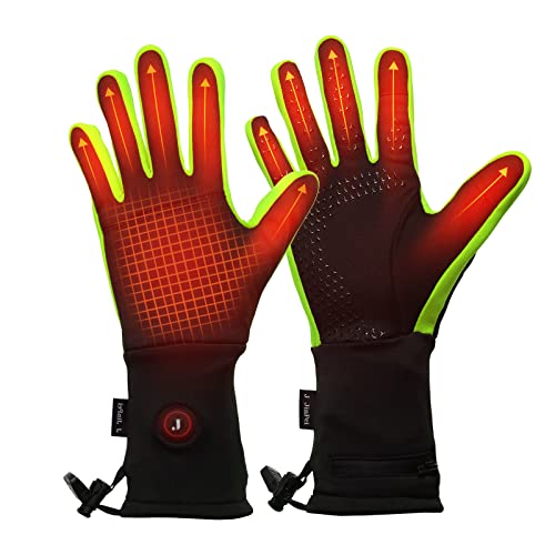 LONHEO Beheizbare Handschuhe, Dünne Beheizte Handschuhe mit Akku Beheizbare Handschuhe Liner für Herren und Damen (Grün, L) von LONHEO