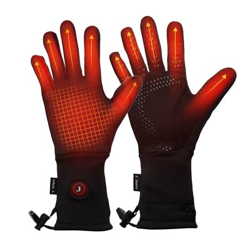 LONHEO Beheizbare Handschuhe, Dünne Beheizte Handschuhe mit Akku Beheizbare Handschuhe Liner für Herren und Damen (Schwarz, XL) von LONHEO