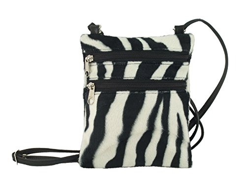 Funky kleine Flache Umhängetasche/Cross-Body Tasche Tier Drucken Velour Tasche Zebra von LONI
